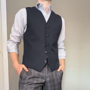 Pronto Uomo Charcoal Vest with Gray Plaid Trousers